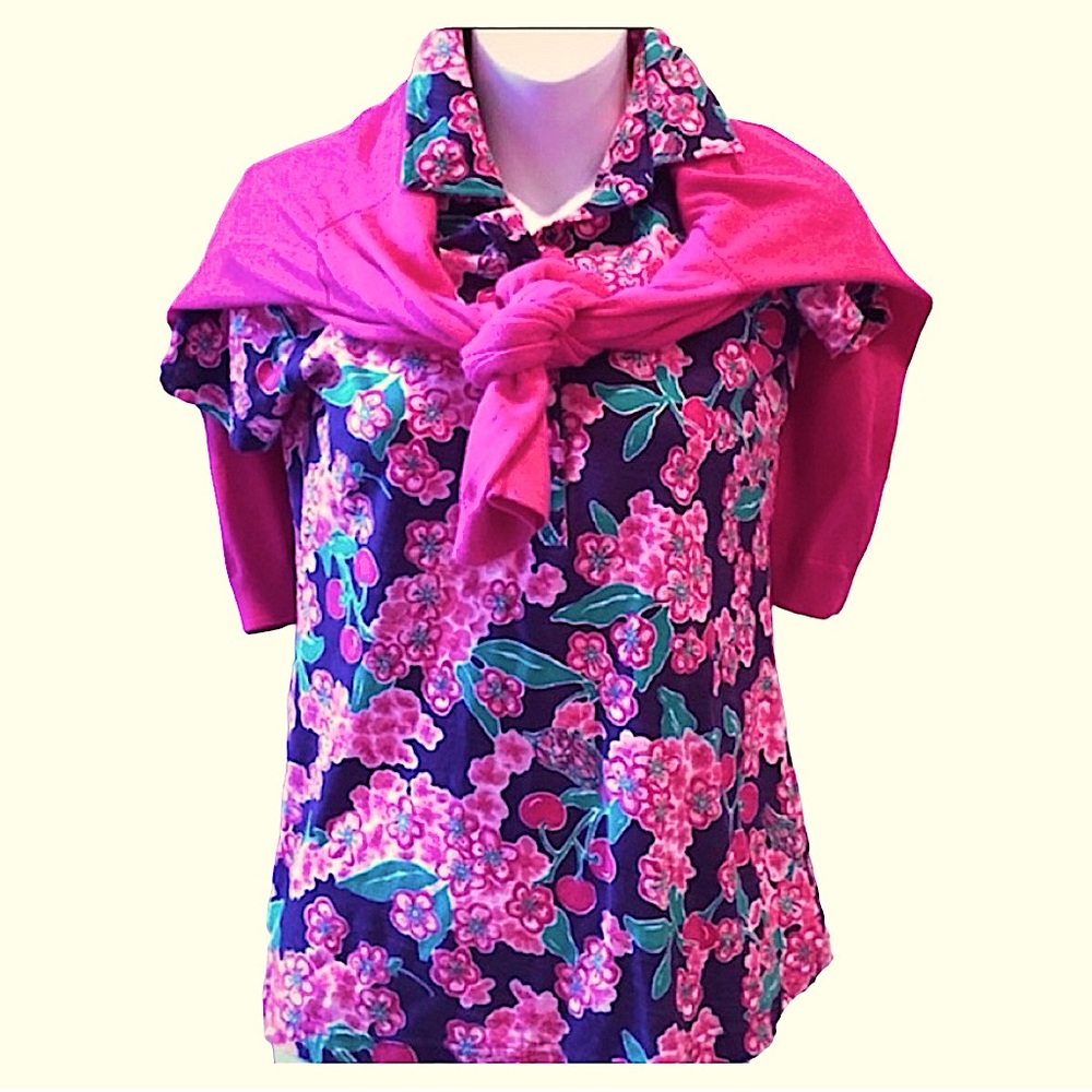 ♥️Lilly Pulitzer navy and pink top Size S
